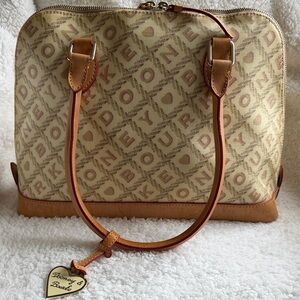 Dooney & Bourke Cream Signature Satchel with Brown Trim Style CW822